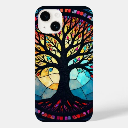 ステンドグラスアート、生命の樹ステンドグラス Case-Mate iPhoneケース (裏面)