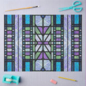 ステンドグラスアールデコ（青と紫） 薄葉紙 (クラフト)