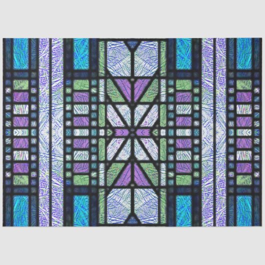 ステンドグラスアールデコ（青と紫） 薄葉紙 (正面)