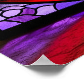 ステンドグラスアールヌーボーバードデザイン ポスター (角)