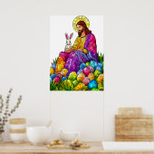 ステンドグラスイエズイースター卵 ポスター (キッチン)