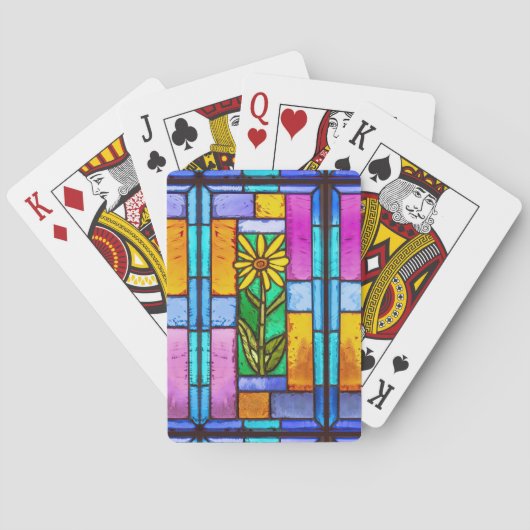 ステンドグラスイエローデイジー トランプ (裏面)