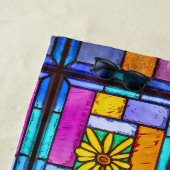 ステンドグラスイエローデイジー ビーチタオル (インサイチュ)