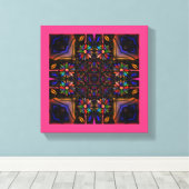 ステンドグラスインスパイアデイジーオリジナルウォールアート キャンバスプリント (インサイチュ (ウッドフロア))