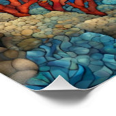 ステンドグラスウミガメ泳ぎ、サンゴ ポスター (コーナー)