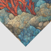 ステンドグラスウミガメ泳ぎ、サンゴ 薄葉紙 (詳細)