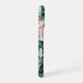 ステンドグラスエレガントアートの赤面ピンクのバラ iPhone 16ケース (右側面)