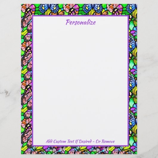 ステンドグラスエレガントカラフルな蝶パターン (正面)