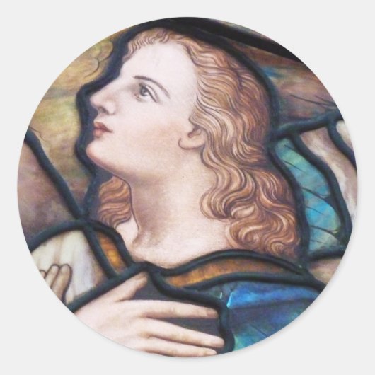 ステンドグラスエンジェルステッカー ラウンドシール (正面)