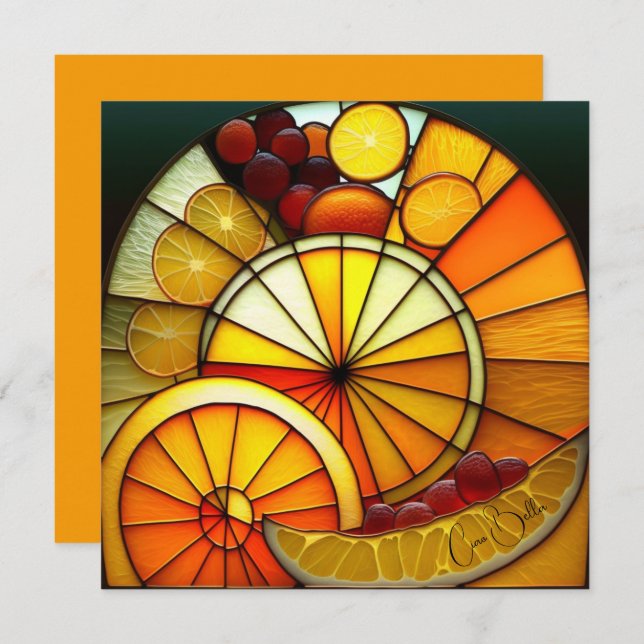 ステンドグラスオレンジのウェッジ (正面/裏面)