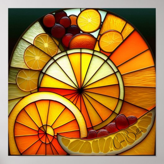 ステンドグラスオレンジのウェッジ ポスター (正面)