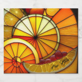 ステンドグラスオレンジのウェッジ リキュールボトルラベル (シングルラベル)