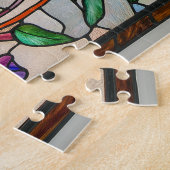 ステンドグラスカラフルの朝顔 ジグソーパズル (側面)