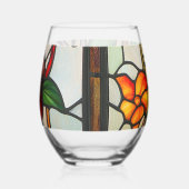 ステンドグラスカラフルの朝顔 ステムなしワイングラス (右)