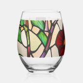 ステンドグラスカラフルの朝顔 ステムなしワイングラス (左)