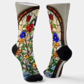 ステンドグラスカラフルの朝顔 ソックス (傾斜あり)