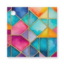 ステンドグラスカラフルアートギフトラベル