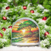 ステンドグラスカラフルサンセットオーバービーチ (クリスマス)