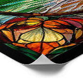 ステンドグラスカラフルサンセットオーバービーチ ポスター (角)