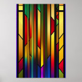 ステンドグラスカラフルストライプアートワーク ポスター (正面)