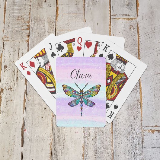 ステンドグラスカラフルトンボの翼 トランプ