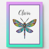 ステンドグラスカラフルトンボの翼 フォトプラーク (正面)