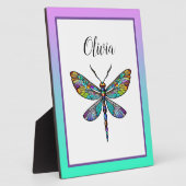 ステンドグラスカラフルトンボの翼 フォトプラーク (側面)