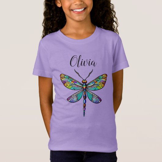 ステンドグラスカラフルトンボの翼 Tシャツ (正面)