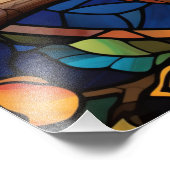 ステンドグラスカラフルフクロウイラストレーション フォトプリント (角)