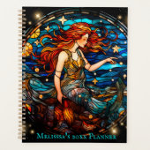 ステンドグラスカラフルマーメイド名前をカスタムする2024 プランナー手帳 (正面)