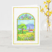 ステンドグラスカラフル教会のカスタマイズ可能なカード カード (黄色い花)