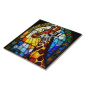 ステンドグラスカラフル・キリン動物のアートワーク タイル (側面)