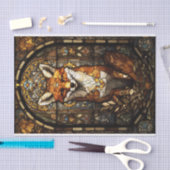 ステンドグラスキツネ 薄葉紙 (クラフト)