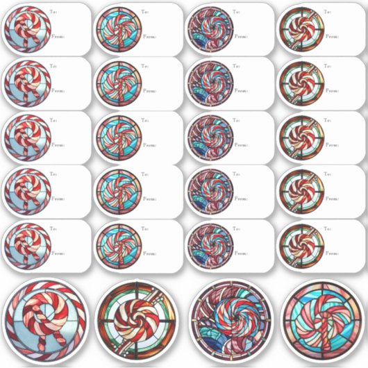 ステンドグラスキャンディケーンギフトラベル シール (正面)