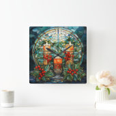 ステンドグラスキャンドル壁時計 スクエア壁時計 (ホーム)