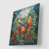 ステンドグラスキャンドル壁時計 スクエア壁時計 (傾斜)