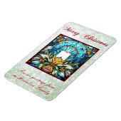 ステンドグラスクリスマスキャンドルホリーグリーングリッター マグネット (左側)