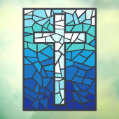 ステンドグラスクロスブルー白黒 ウィンドウサイン (シート3)