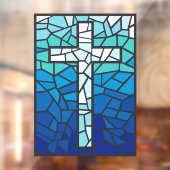ステンドグラスクロスブルー白黒 ウィンドウサイン (シート2)