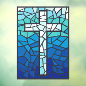 ステンドグラスクロスブルー白黒 ウィンドウサイン (シート3)