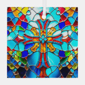 ステンドグラスクロスライトキャッチャー用ガラスオーナメント ガラスオーナメント (裏面)