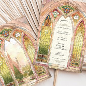 ステンドグラスゴシック様式の大聖堂結婚式招待状 招待状