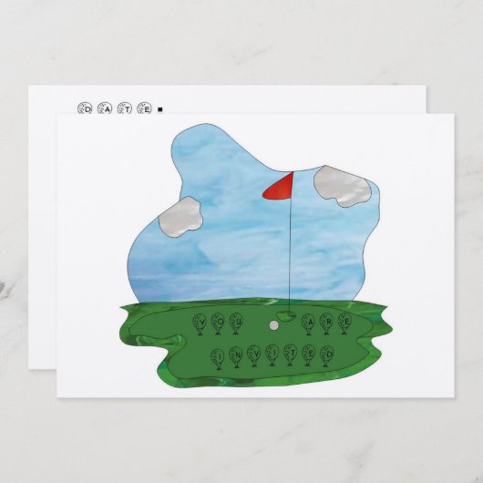 ステンドグラスゴルフパーティー招待状 招待状 (正面/裏面)