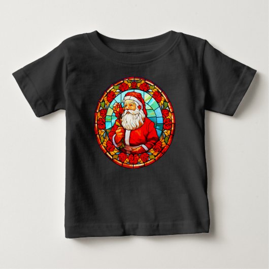 ステンドグラスサンタクリスマスオーナメント–67680 ベビーTシャツ (正面)