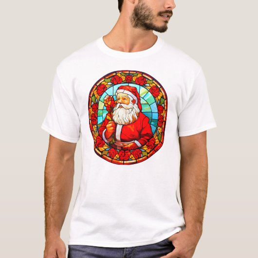 ステンドグラスサンタクリスマスオーナメント–67680 Tシャツ (正面)