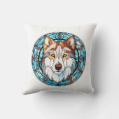 ステンドグラスシベリアのハスキー犬 クッション (裏面)