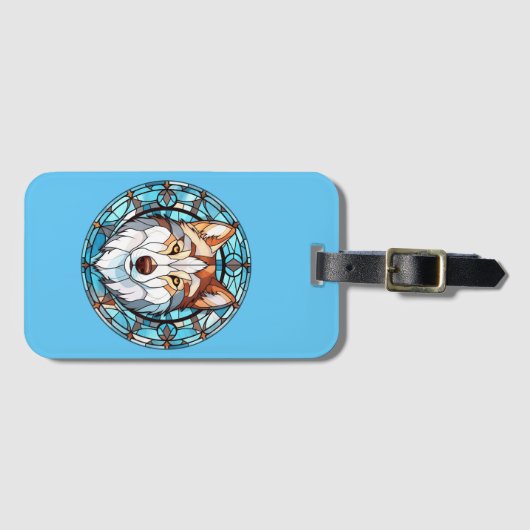 ステンドグラスシベリアのハスキー犬 ラゲッジタグ (正面横)