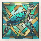 ステンドグラスシーカメイラストレーション ガラスコースター (正面)