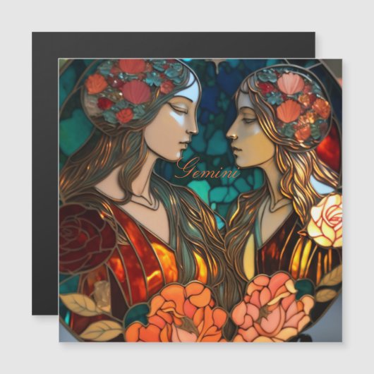 ステンドグラスジェミニ〔占星術の〕十二宮図 (正面/裏面)