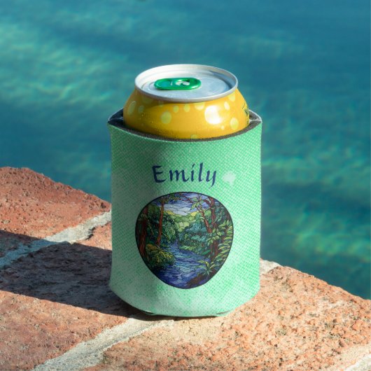 ステンドグラスジャングルリバーラウンドカスタム 缶クーラー (インサイチュ プール)